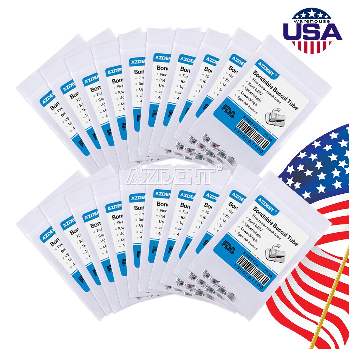 50X Dental Orthodontic Buccal Tubes Roth .022 1st Molar Bondable Non-convertible