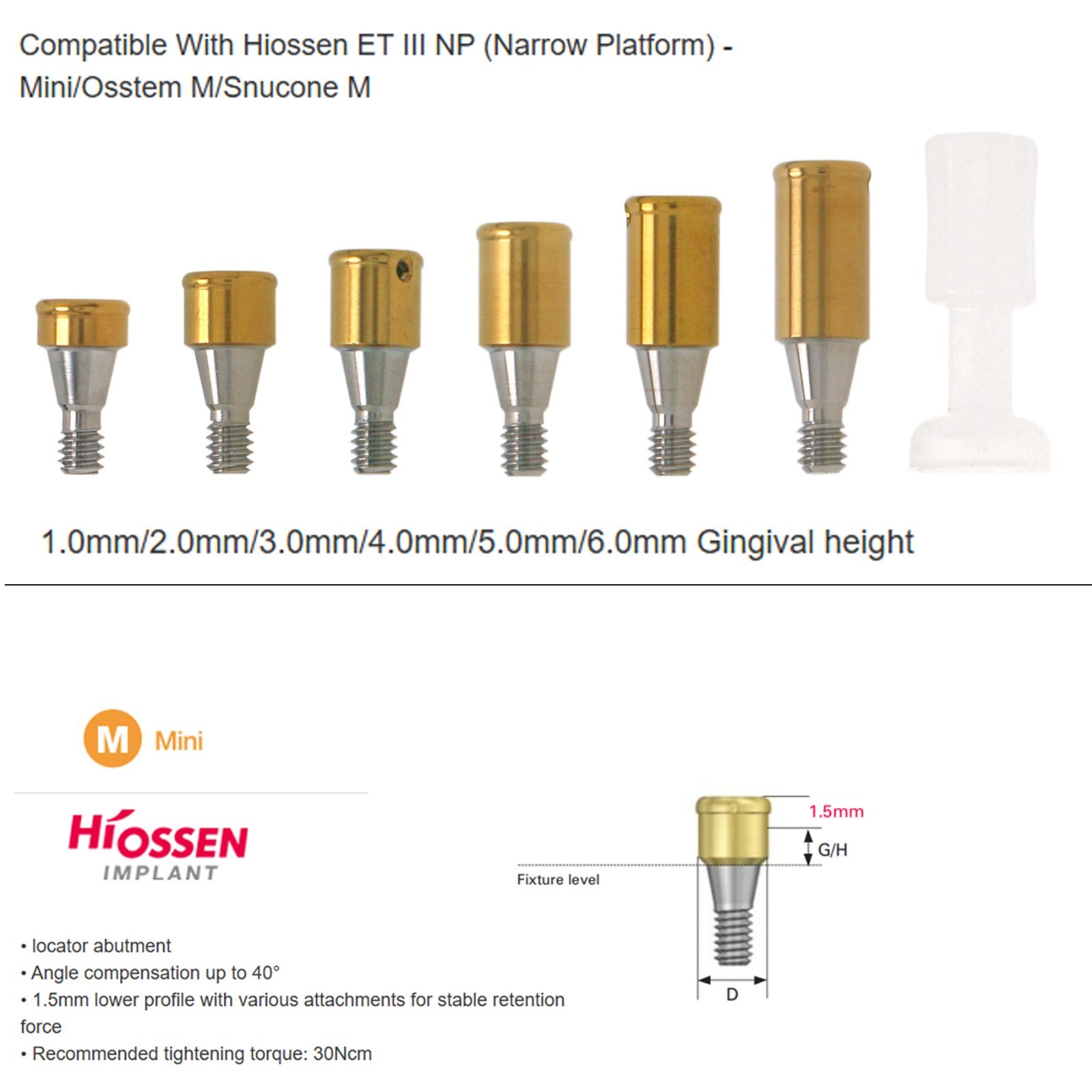 US Locator attachment abutment For Hiossen ET /Osstem TS Mini/Regular 1-7.0mm GH