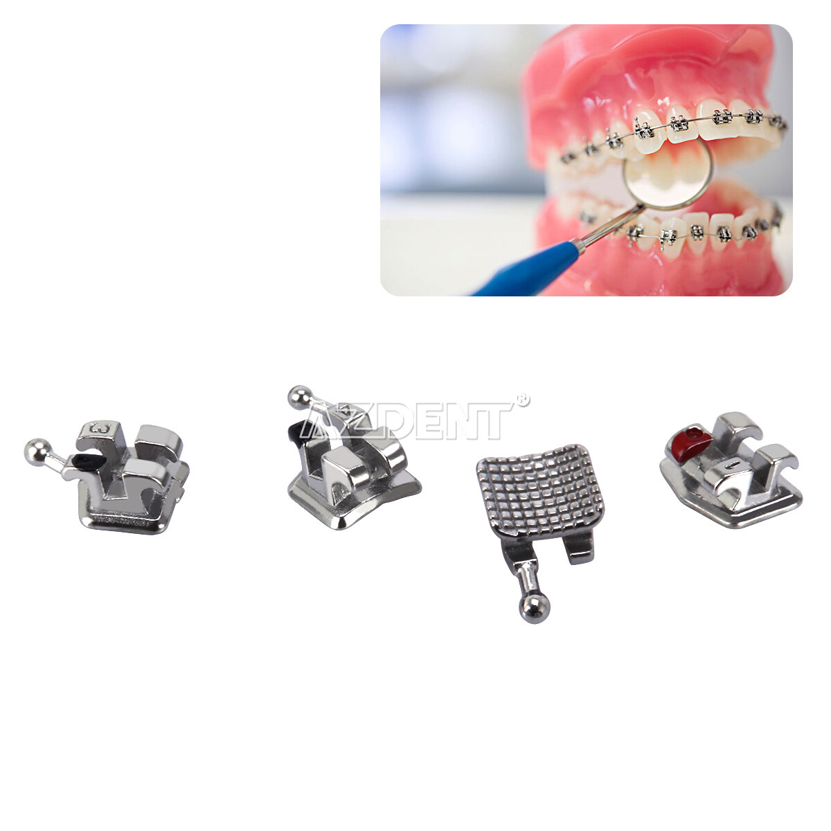 AZDENT Dental Orthodontic C3 MIM Bracket Braces Mini Roth MBT .022 Hooks 345