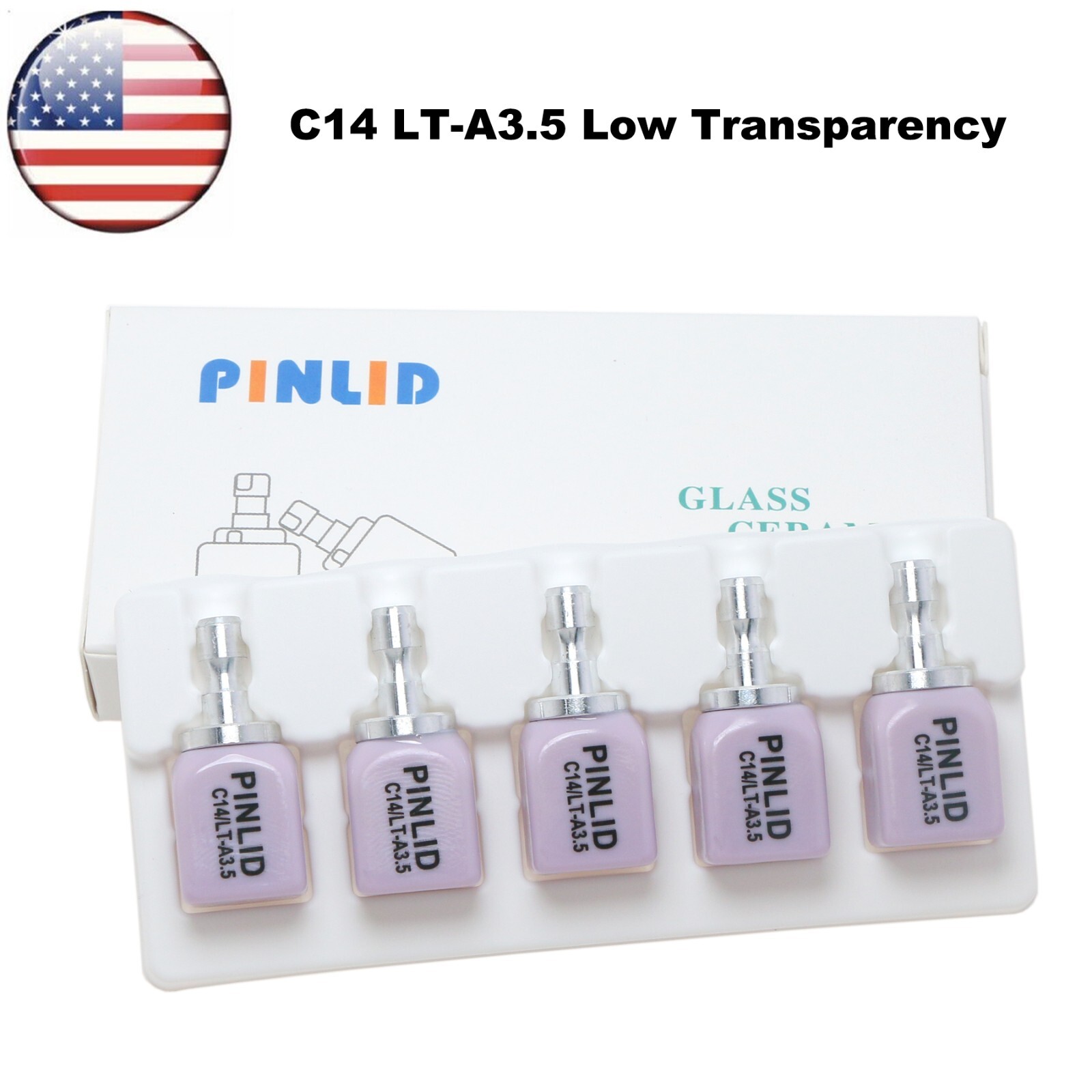 US C14 HT/LT Glass Ceramic Blocks Lithium Disilicate CAD/CAM Cerec Block 5Pcs