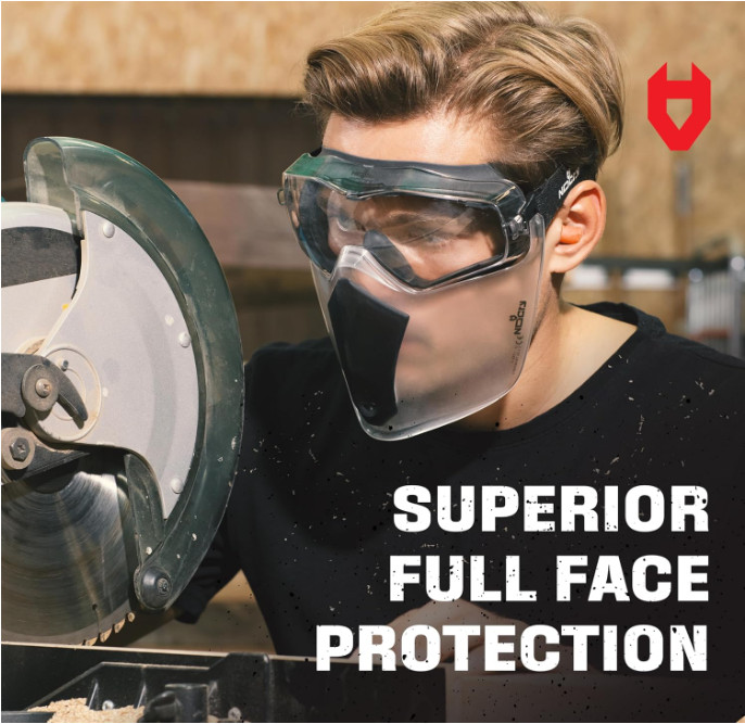 NoCry Safety Face Shield Mask for Work with Premium Anti Fog and Anti Scratch