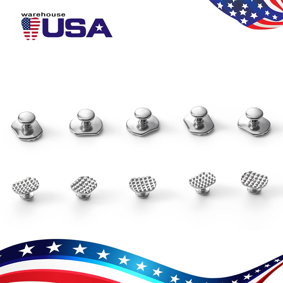 10pcs Dental Orthodontic Lingual Buttons Bondable for Bondable Rectangular Base