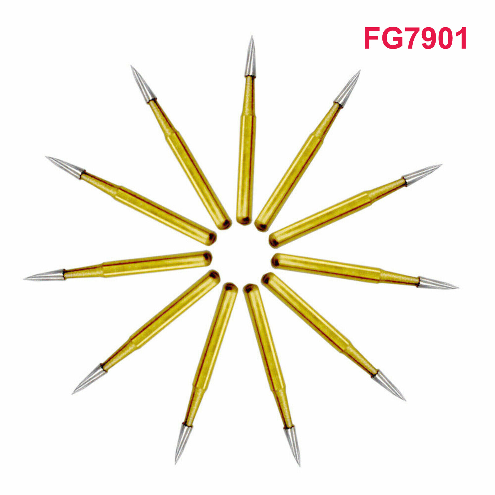 10 Pcs Dental Trimming&Finishing Gold Burs Carbide Burs 7901/7803/7104/7404/1958