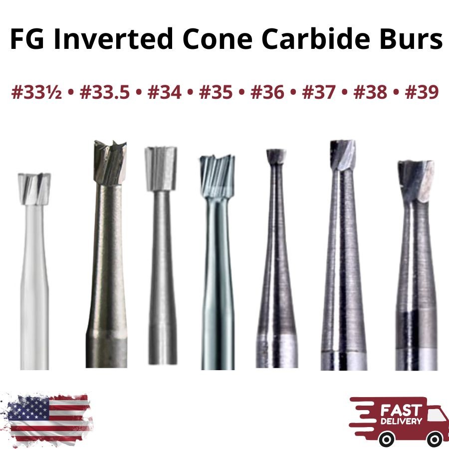 FG Inverted Cone Carbide Burs Size 33.5-39 High Speed Dental Friction Grip Drill