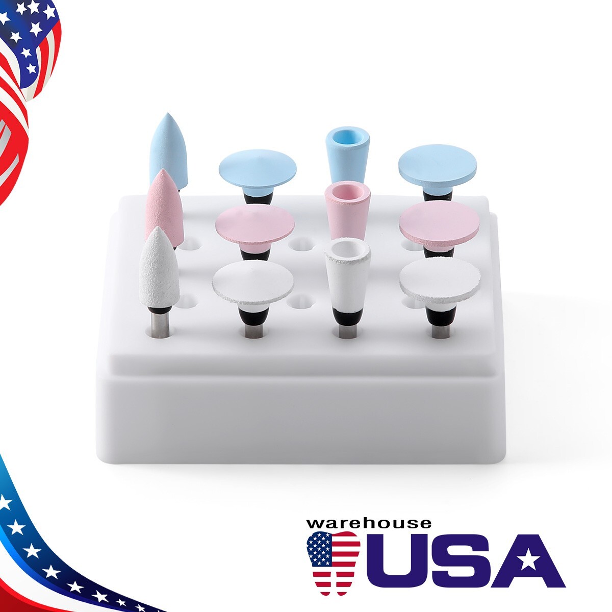 12 Pcs Dental RA Silicone with Aluminium Oxide Polishing Burs Coarse/Medium/Fine