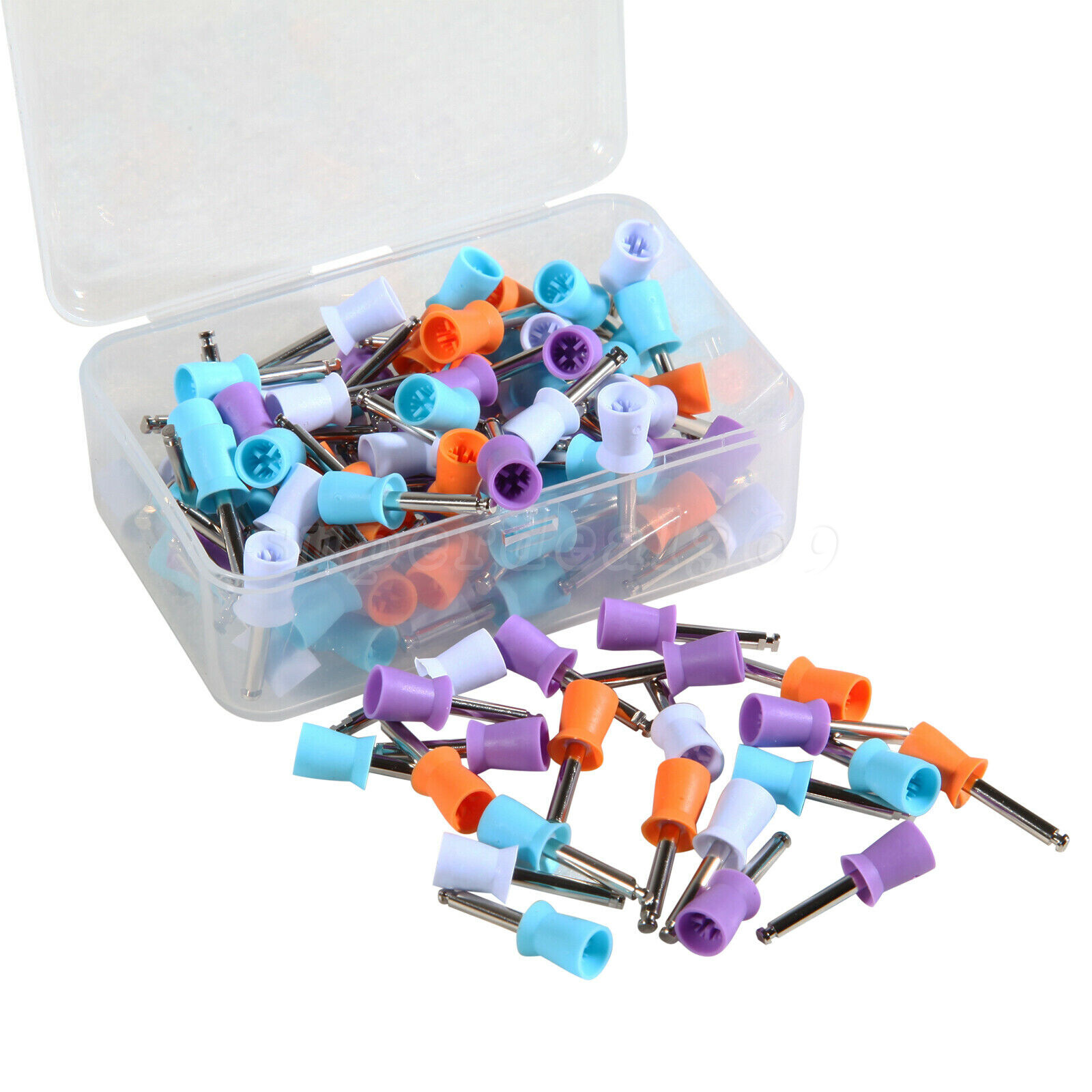 100 Dental Latch Type Paste Prophy Polishing Cups Soft Silicone Colorful Tips