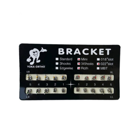YOKA Dental Orthodontic Metal Brackets Braces Mini Roth MBT 022 018 slot 345 H