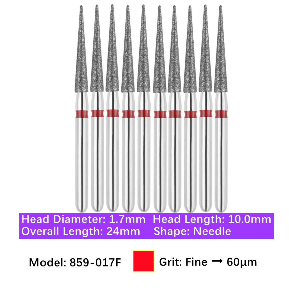 10pc Vakker Friction Grip Diamond Burs Needle Burs for High Speed Handpiece
