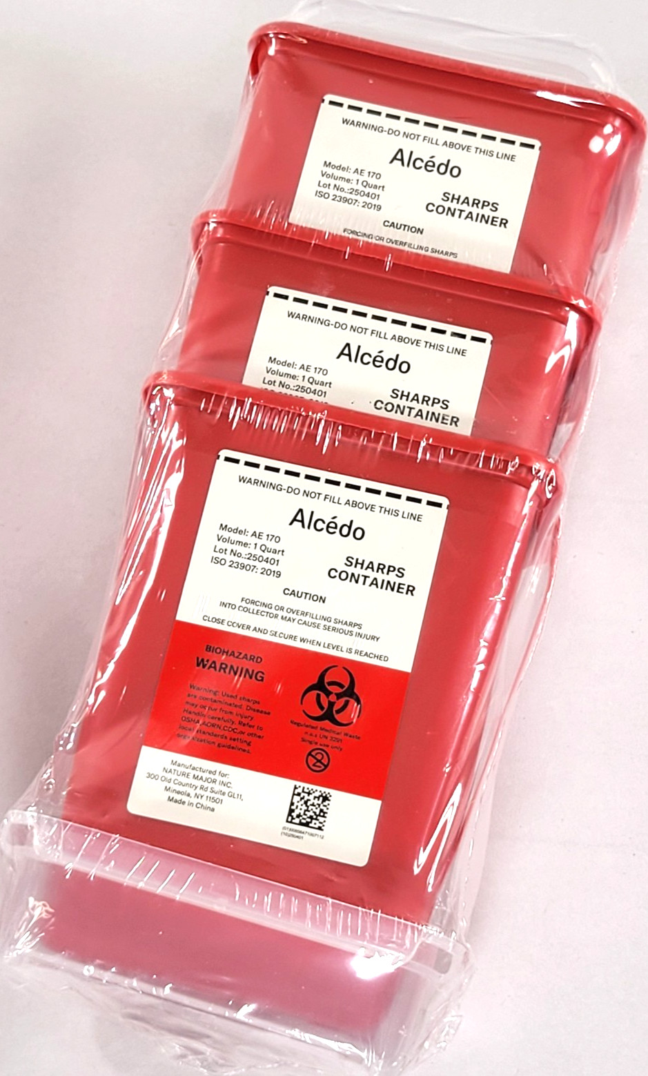 Alcedo Sharps Container for Home Use and Professional 1 Quart (3-Pack) | Biohaza