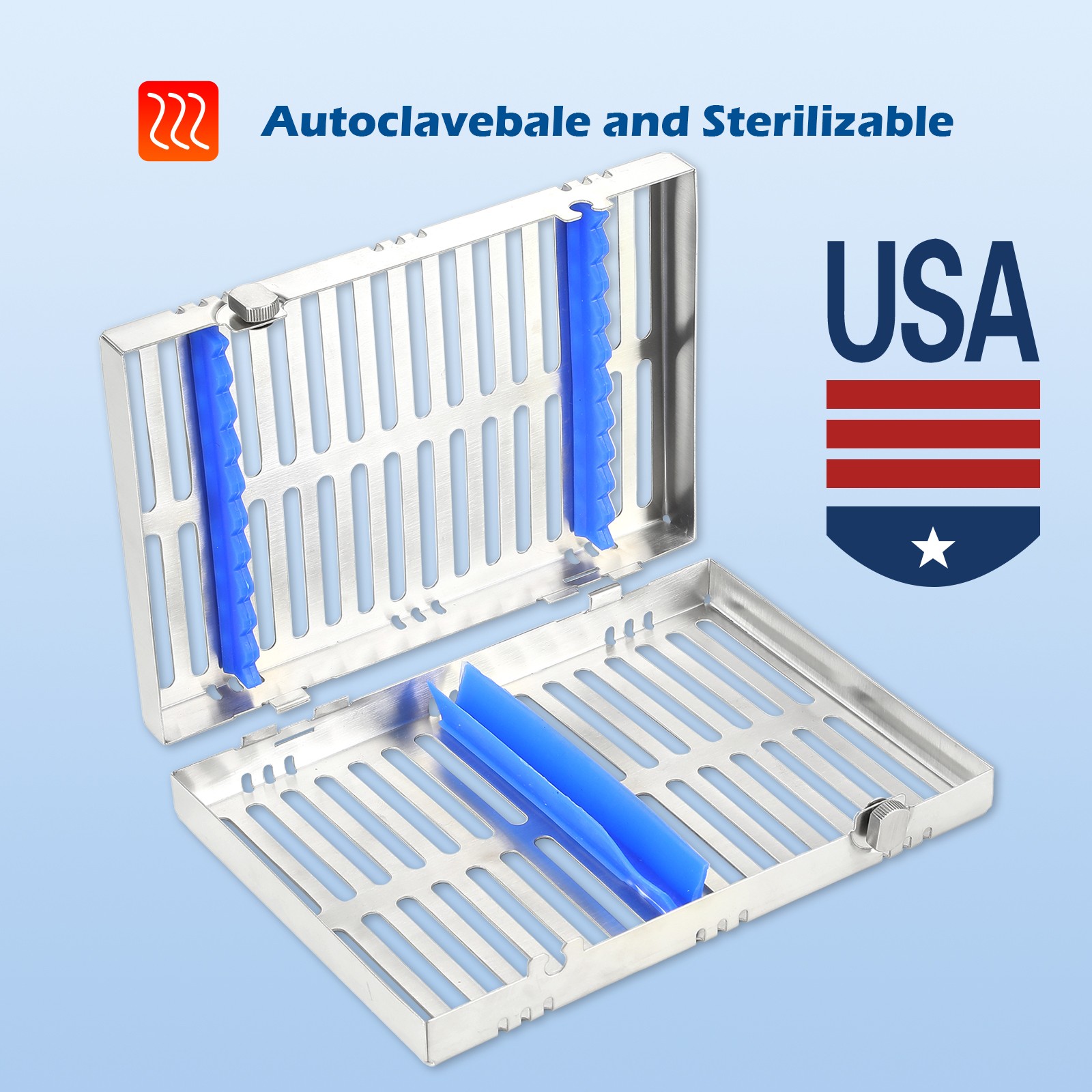 Dental Autoclave Sterilization Cassette Rack Box Tray For 10 Instrument