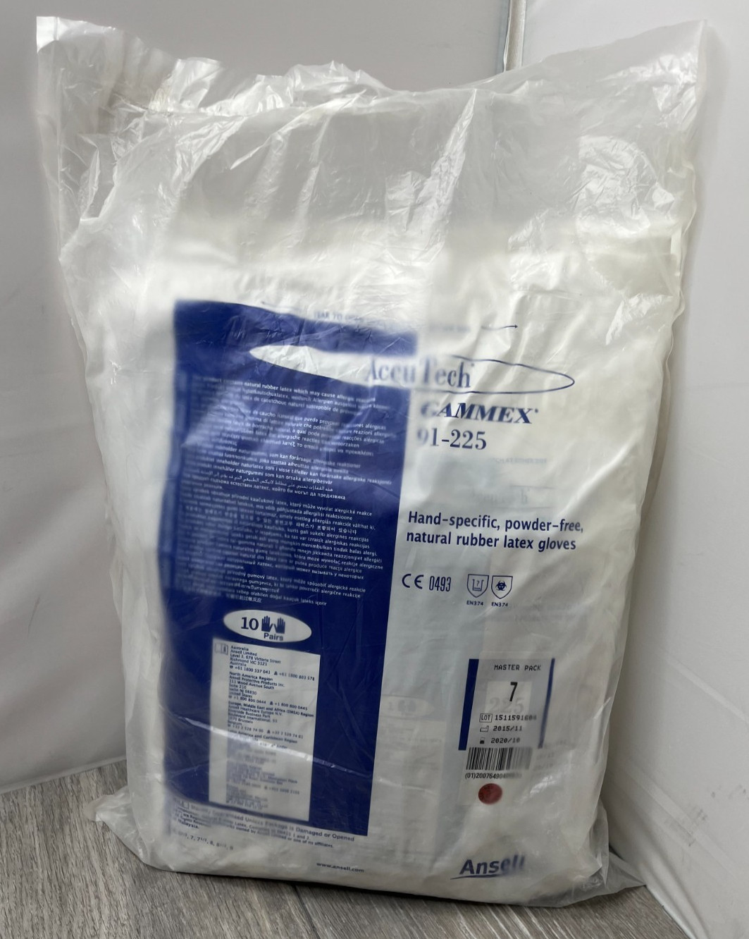 50-Pair Ansell AccuTech 91-225 Powder-Free Sterile Nat. Rubber Latex Gloves Sz 7