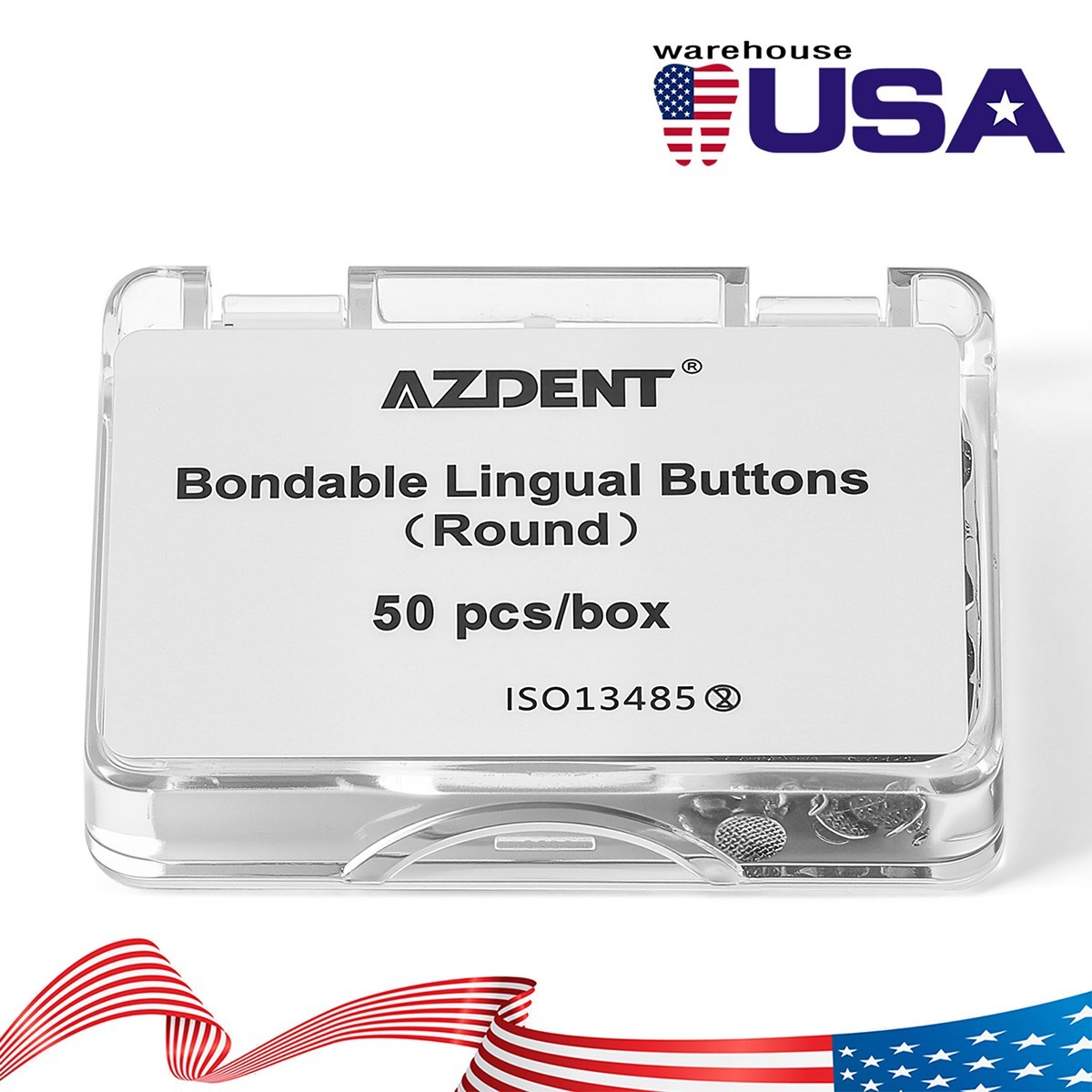50pcs/box Dental Ortho Hospitals Round Mesh Base Bondable Metal Lingual Button