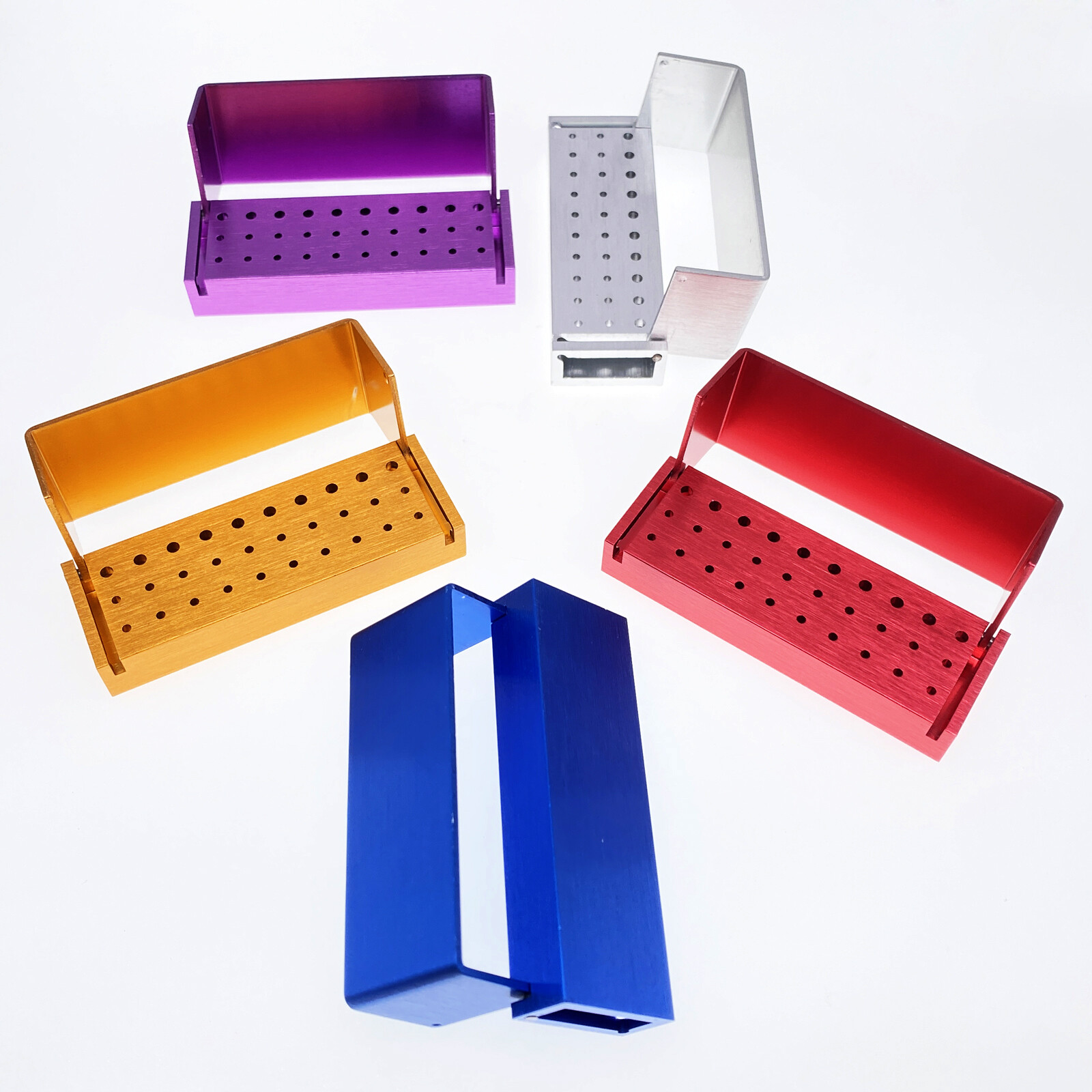 Dental Bur Burs Holder Block Disinfection Box Aluminium Autoclave 30 Holes