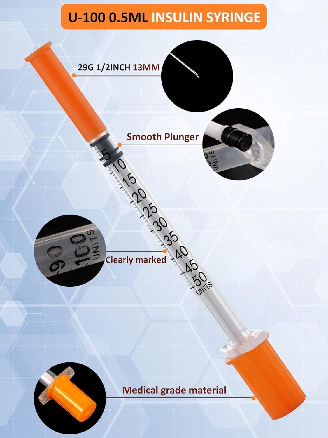 Disposable Syringe 100 Pack – 29G 0.5ml Individually Wrapped