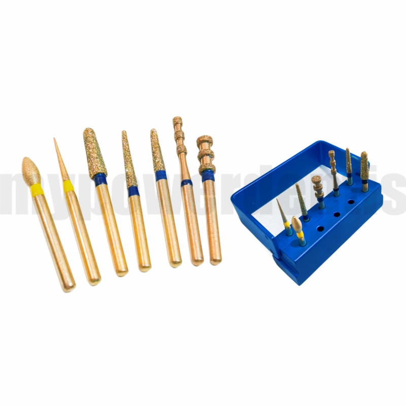 Dental Porcelain Veneer Preparation Gold Diamond Burs High Speed Drill 7Pcs/Kit