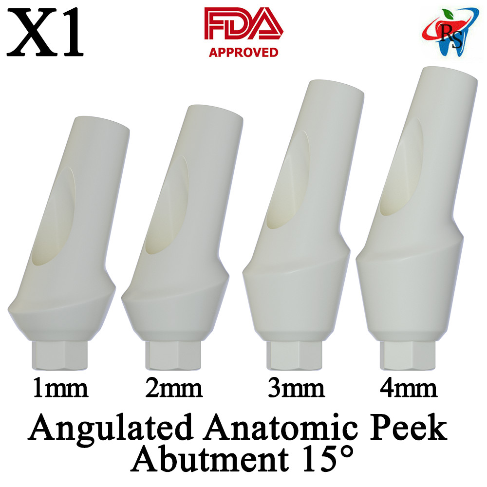 1pcs DSl Angulated Abutment Anatomic Peek With Screw 15° Internal Hex