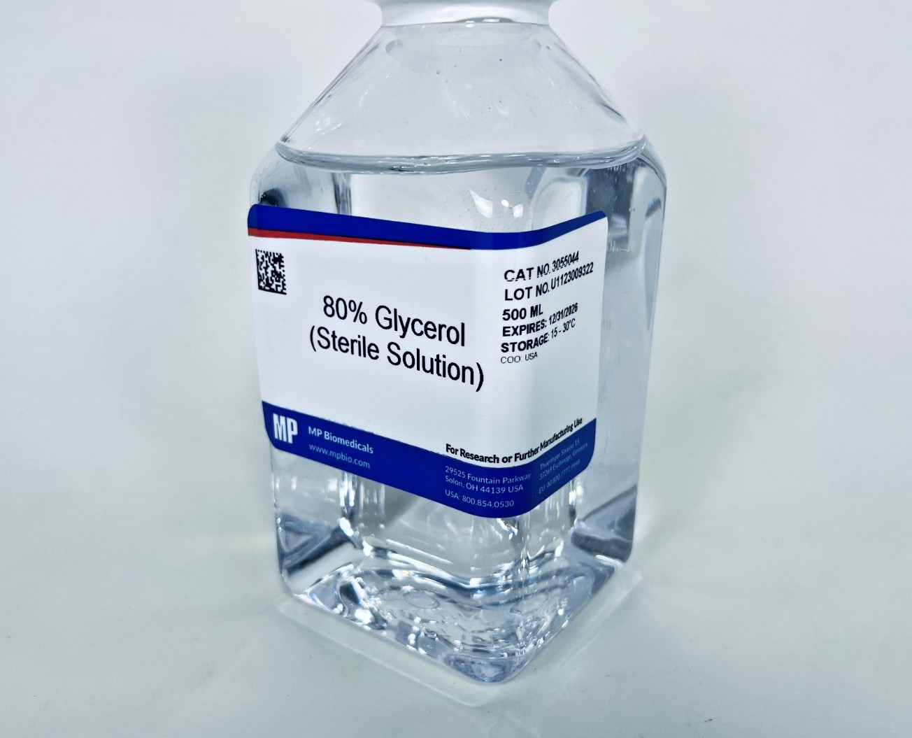 MP Biomedicals 80% Glycerol Sterile Solution 500mL Sealed EXP 2026 3055044