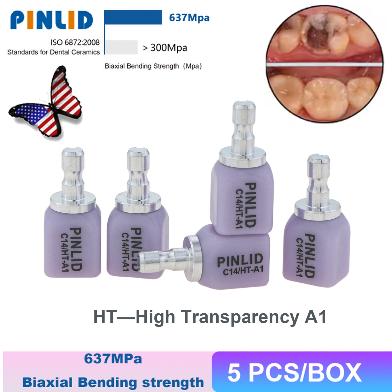 US Dental Lithium Disilicate Glass Ceramic Blocks CEREC Veneer Crown C14 CAD/CAM