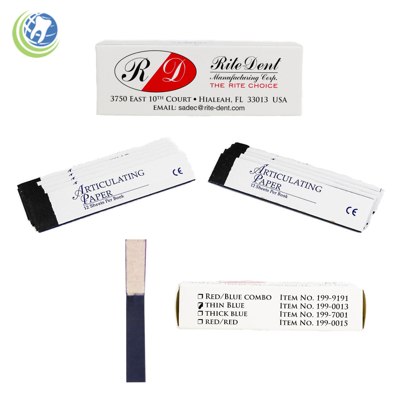 New Dental Articulating Paper Thin Blue 12 books/box (12 sheets/book) #199-0013