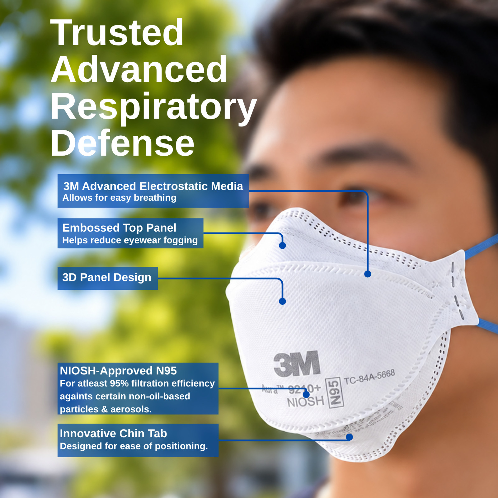 3M Aura 9205+ N95 Face Mask Respirator 20pc pack