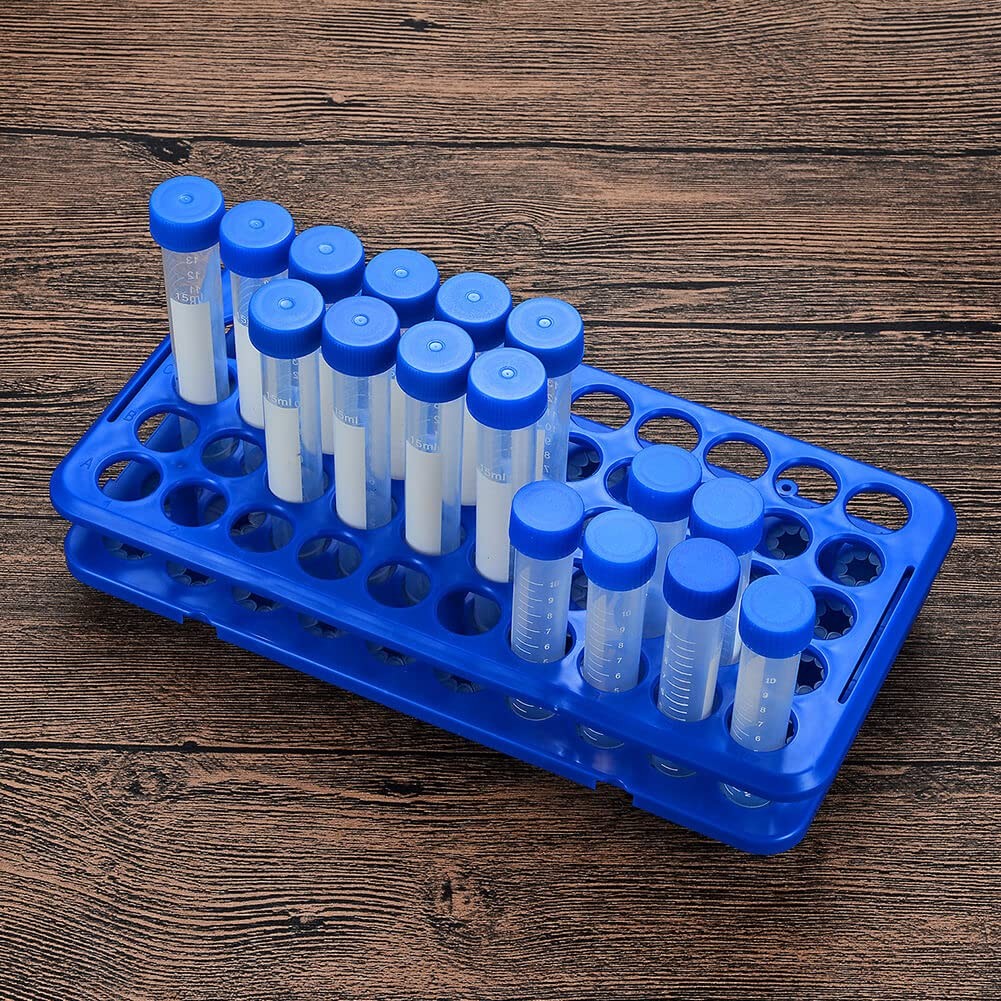 BKMAMLAB Plastic Test Tube Holder Rack for 5ml/10ml/15ml Tubes, Blue 1pcs