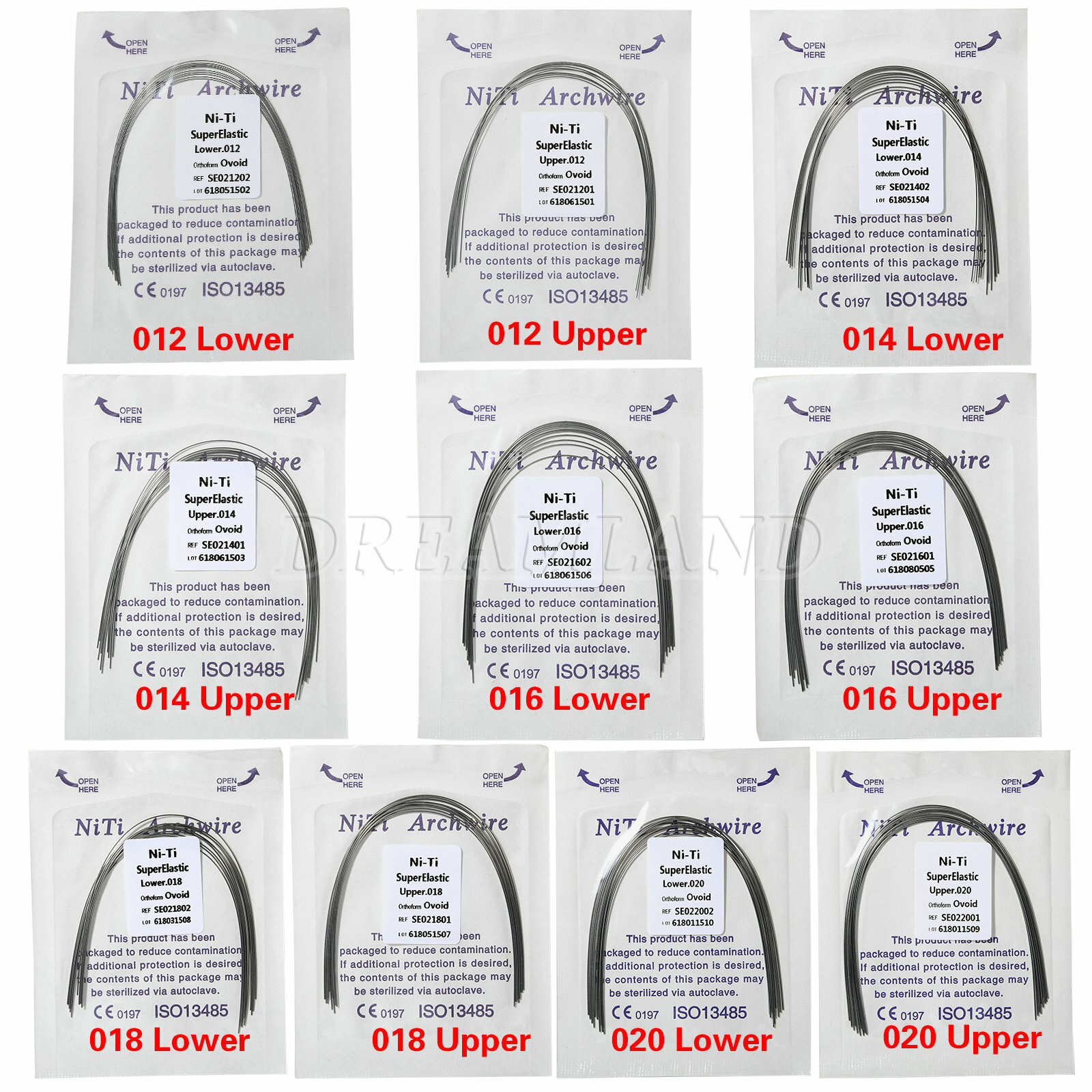 10 packs Arcos de Dental Ortodoncia Redondos Niti Arco de Alambre Su Arch Wire