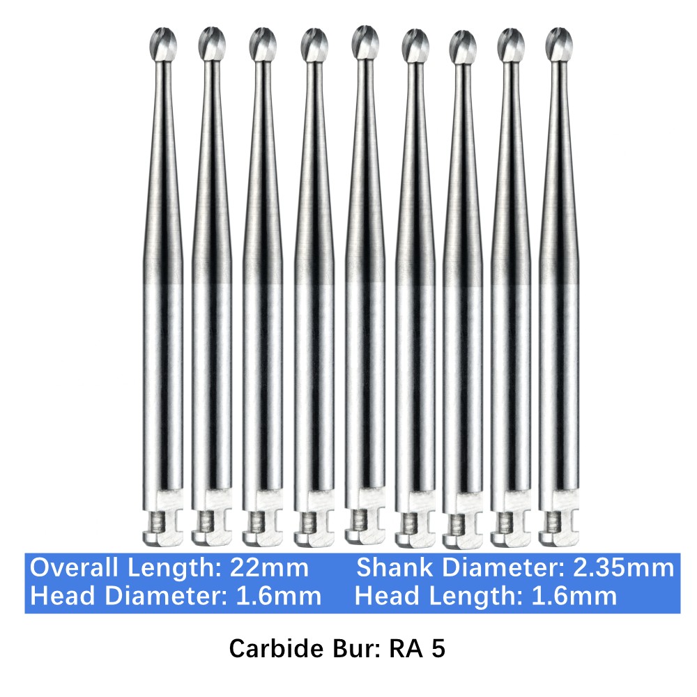Vakker Dental Carbide Burs Latch Type RA 5 10pc/pk Pointed Football Low Speed