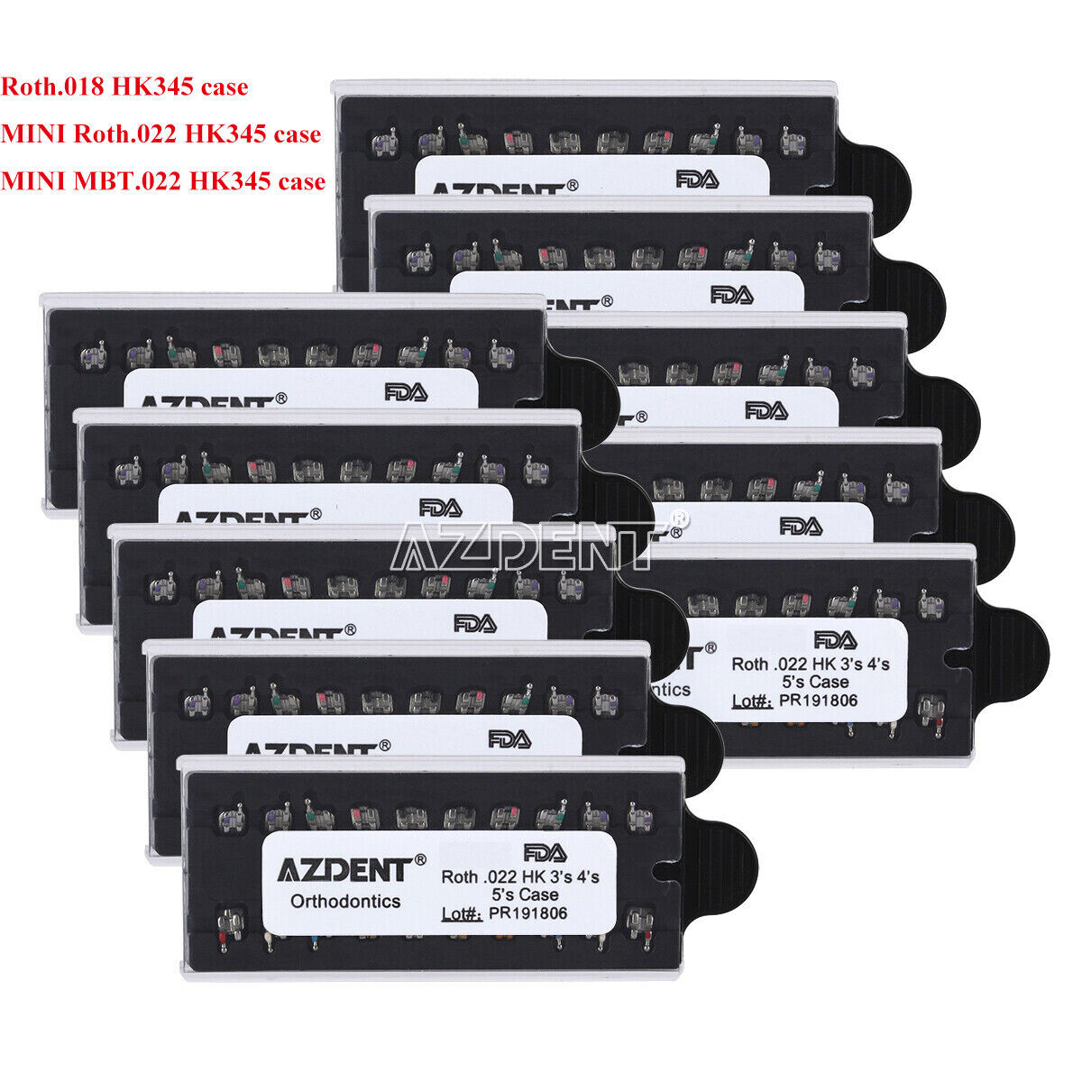 AZDENT Dental Ortho MIM Monoblock Bracket Braces Mini Roth/ MBT 018/ 022 Hook345