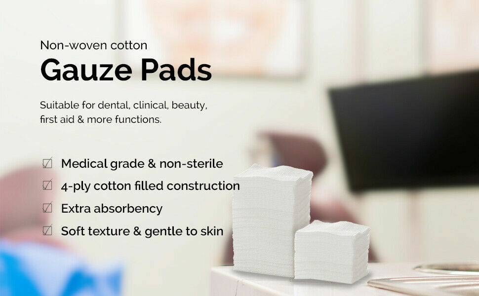 200PCS Non-Woven Sponge 4-Ply Medical Disposable Soft Gauze Pad First Aid