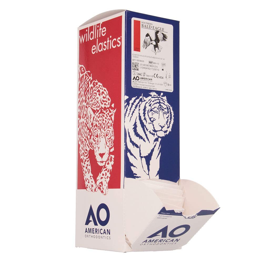 Orthodontics Elastics Wildlife Eagle | Medium, 4.5 Oz, 1/4″ Size, 100 Packs P…