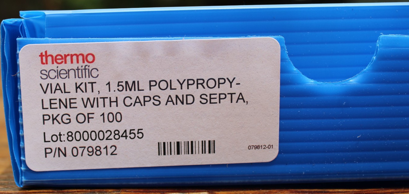 Thermo 079812 Vial Kit, 1.5ML Polypropylene with Caps and Septa, Pkg of 100 Pcs