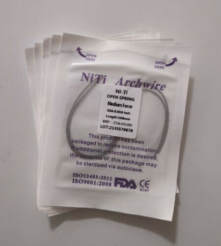 20 Packs Dental Orthodontic Coil Open Spring 010*180mm Niti Alloy Medium Force