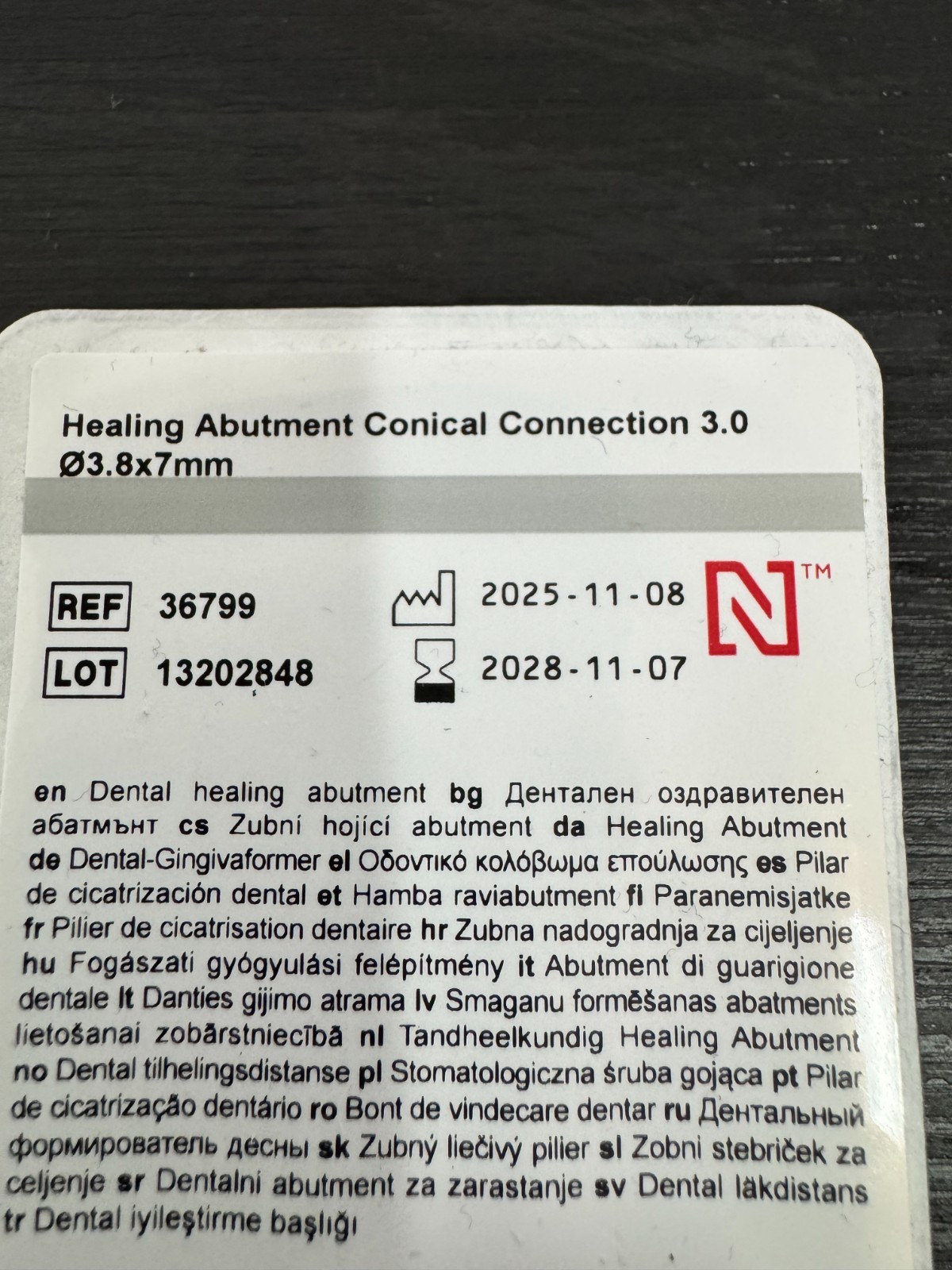 US Nobel Active/ Parallel CC Healing Abutment Conical Connection 3.0 Ø3.8x7mm