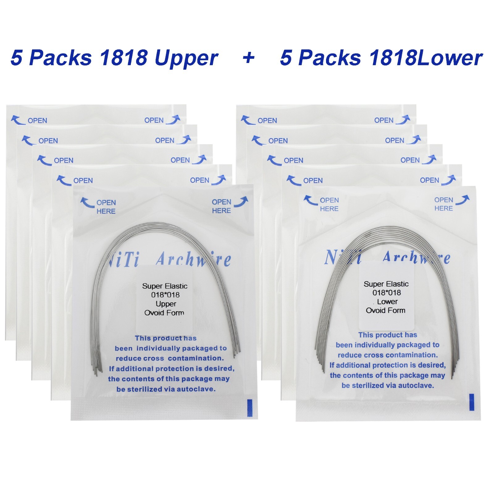100Pcs Dental Orthodontic Arch Wire NiTi Stainless Steel Round Rectangular Ovoid