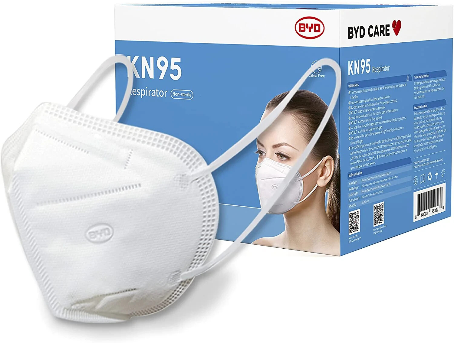 BYD KN95 50 Pack Face Masks 5-Ply Layer Respirator GB2626-2006 – 2023 Production