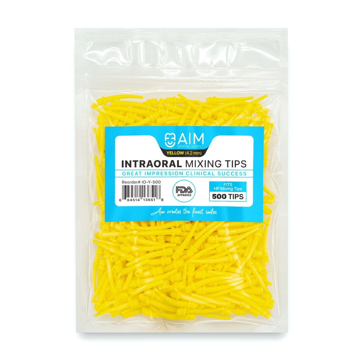 500 Pcs Dental Impression Disposable Intraoral Mixing Tip Disposable Tube Yellow