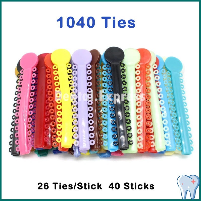 320/1040pc Dental Orthodontic Brackets Ligature Ties Braces Elastic Bands Rubber