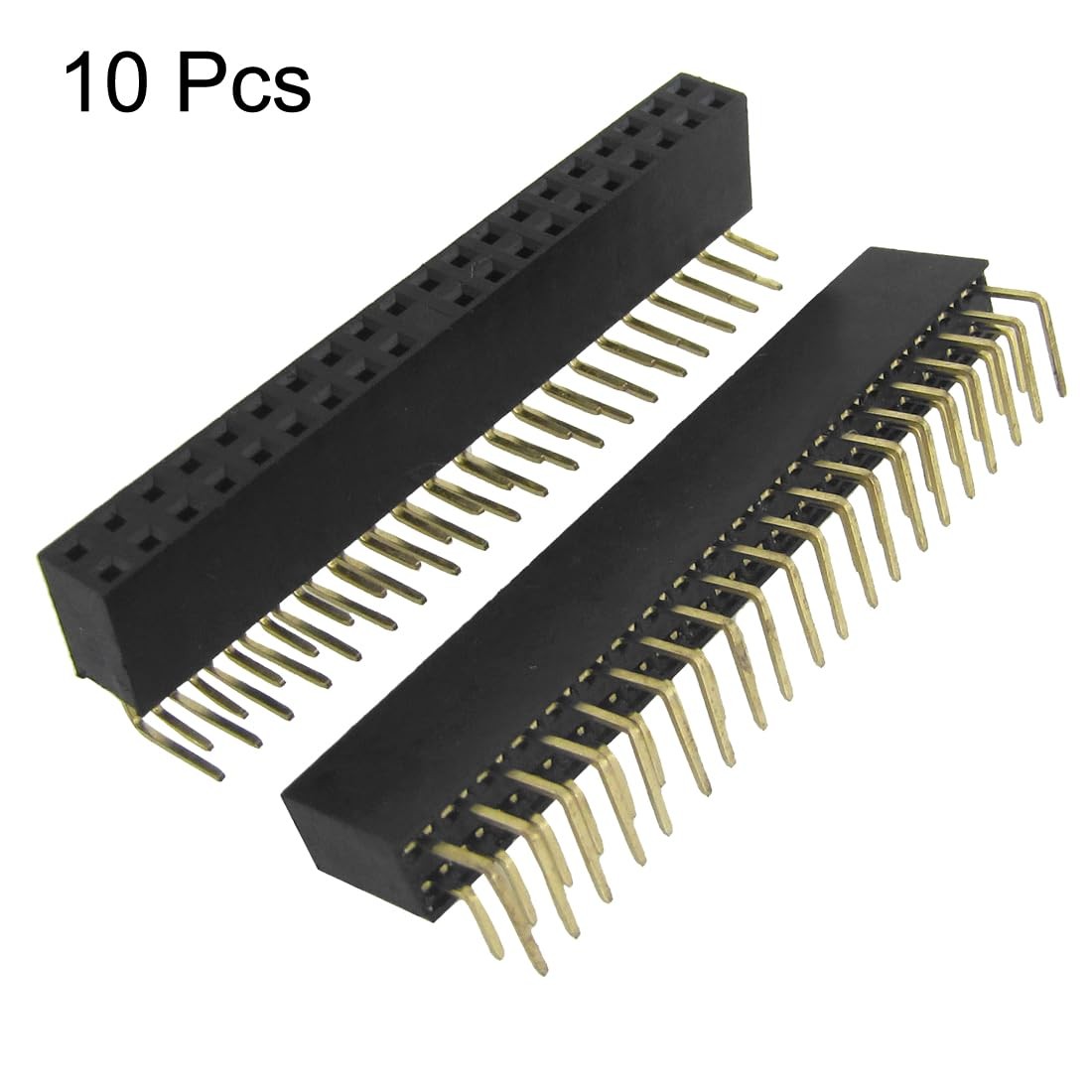 uxcell 10 Pcs 2×20 Pin 2.54mm Pitch Dual Row Right Angle Female Headers