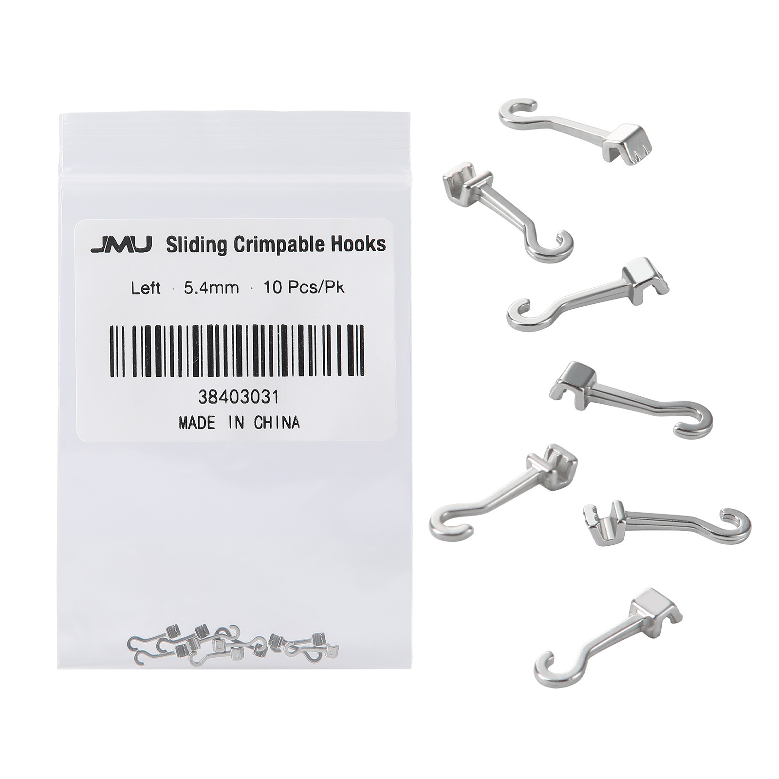 10Pcs JMU Dental Orthodontic Crimpable Hooks Long Curved/Square