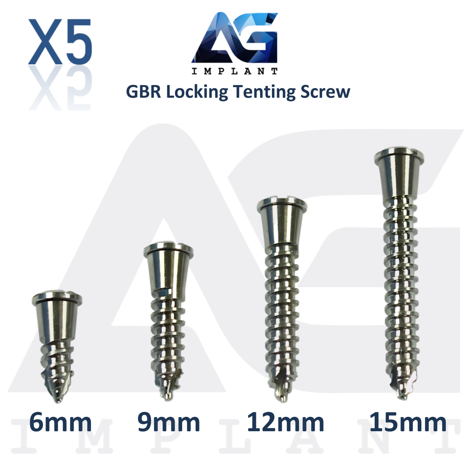 5 Dental Locking Tenting Screw Ø2.5mm GBR Membrane Titanium Fixation Sterile