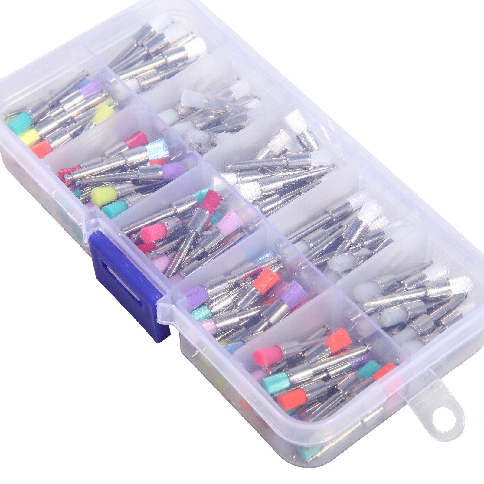 200 Pcs Dental White&Colorful Nylon Latch Flat Polishing Polisher Prophy Brushes
