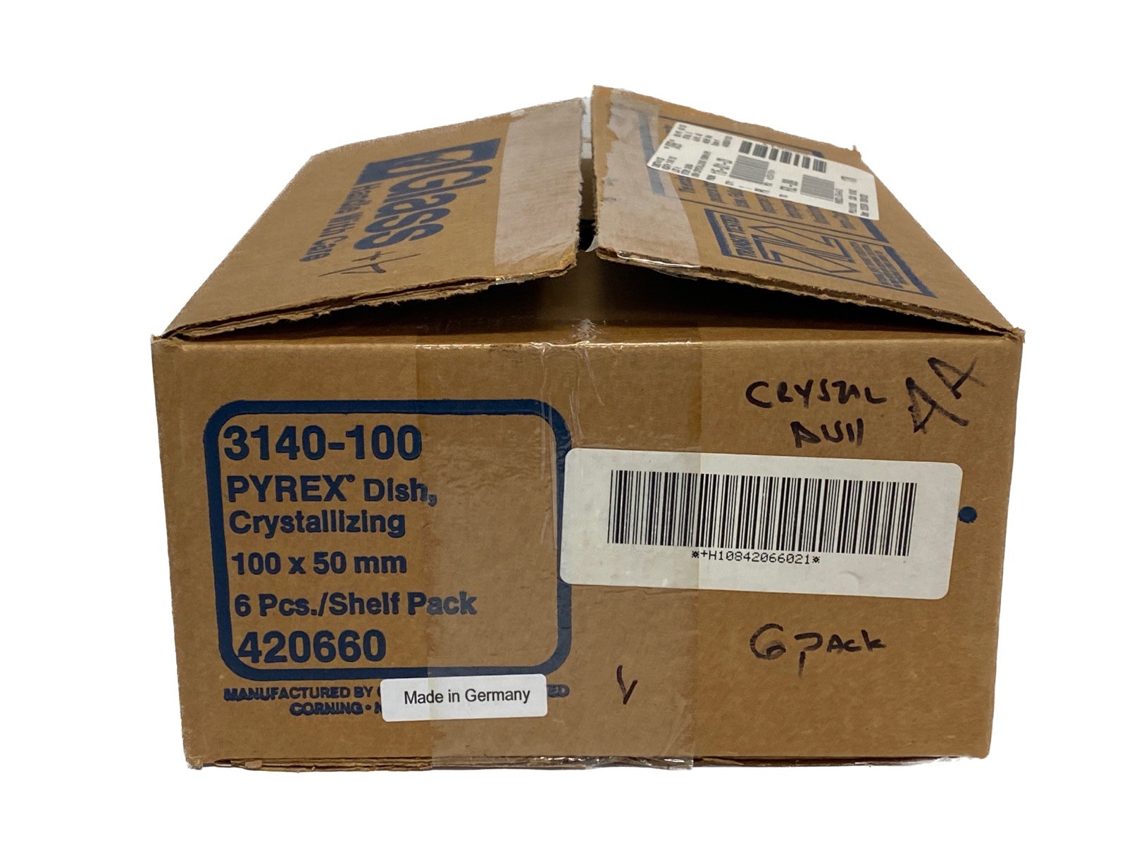 New (6/Pk) CORNING PYREX Glass 100x50mm 340mL Crystallizing Dishes 3140-100