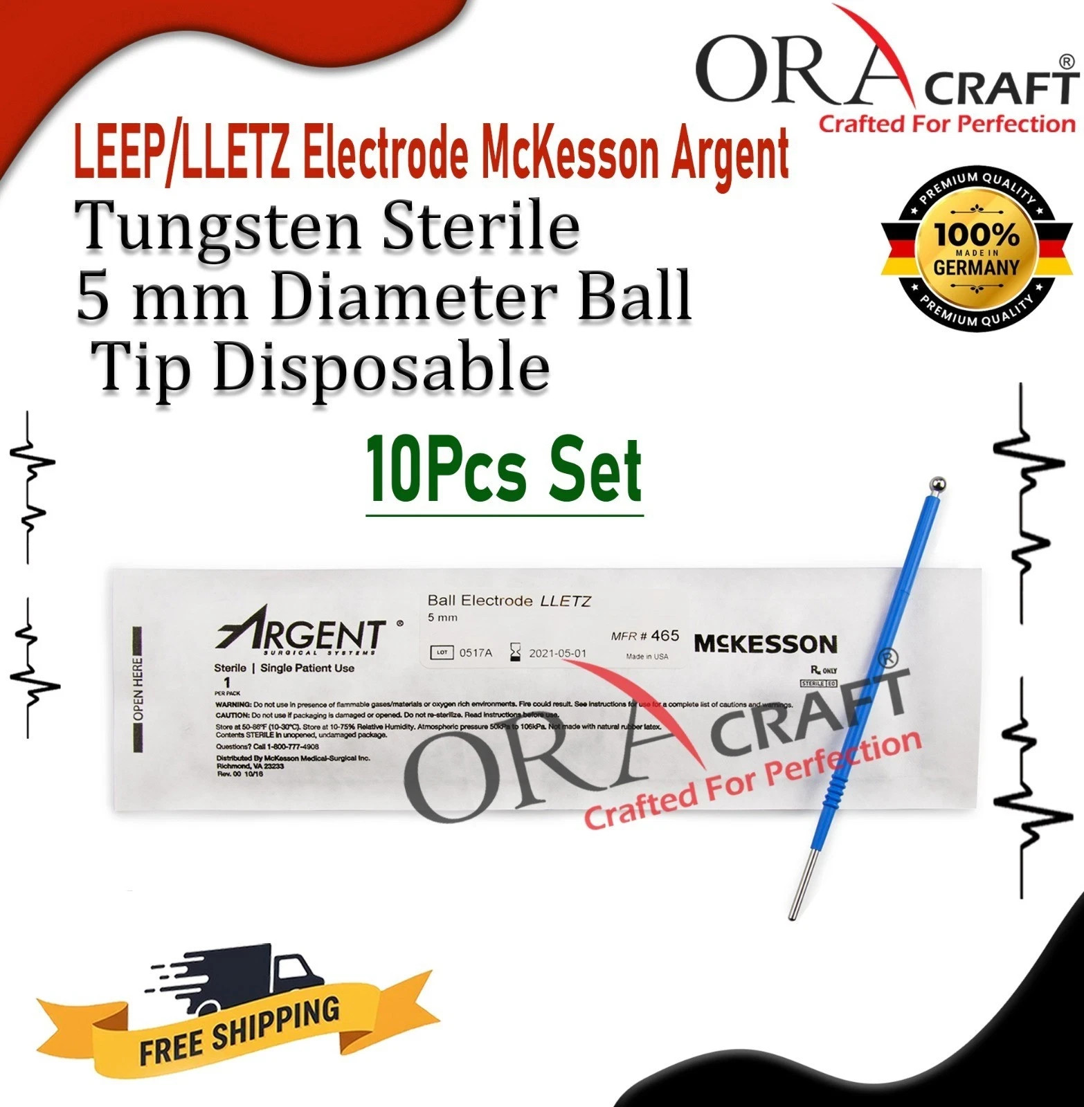 LEEP/LLETZ Electrode McKesson Argent Tungsten Sterile 5 mm Ball Tip Disposible