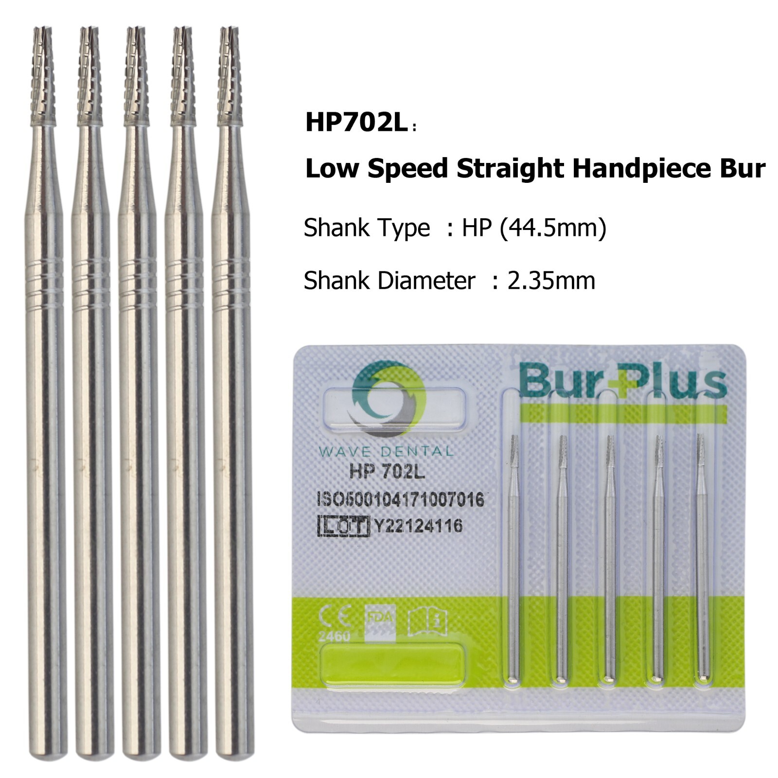 WAVE Dental Latch Carbide Burs Round RA Slow Speed Straight Handpiece Bur 44.5mm