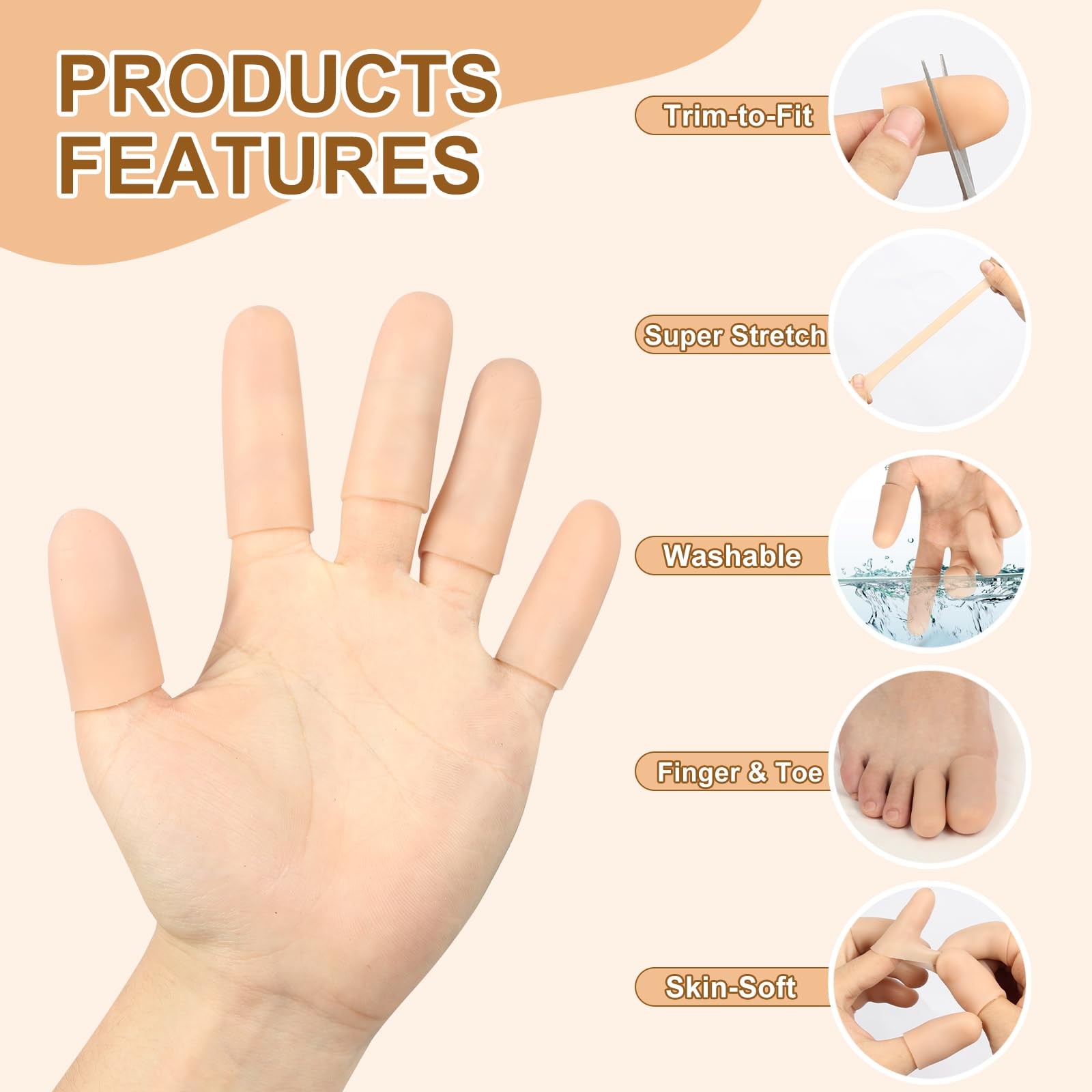 BMKYUET 20 Pcs Gel Finger Cots, Reusable Silicone Thumb & Medium