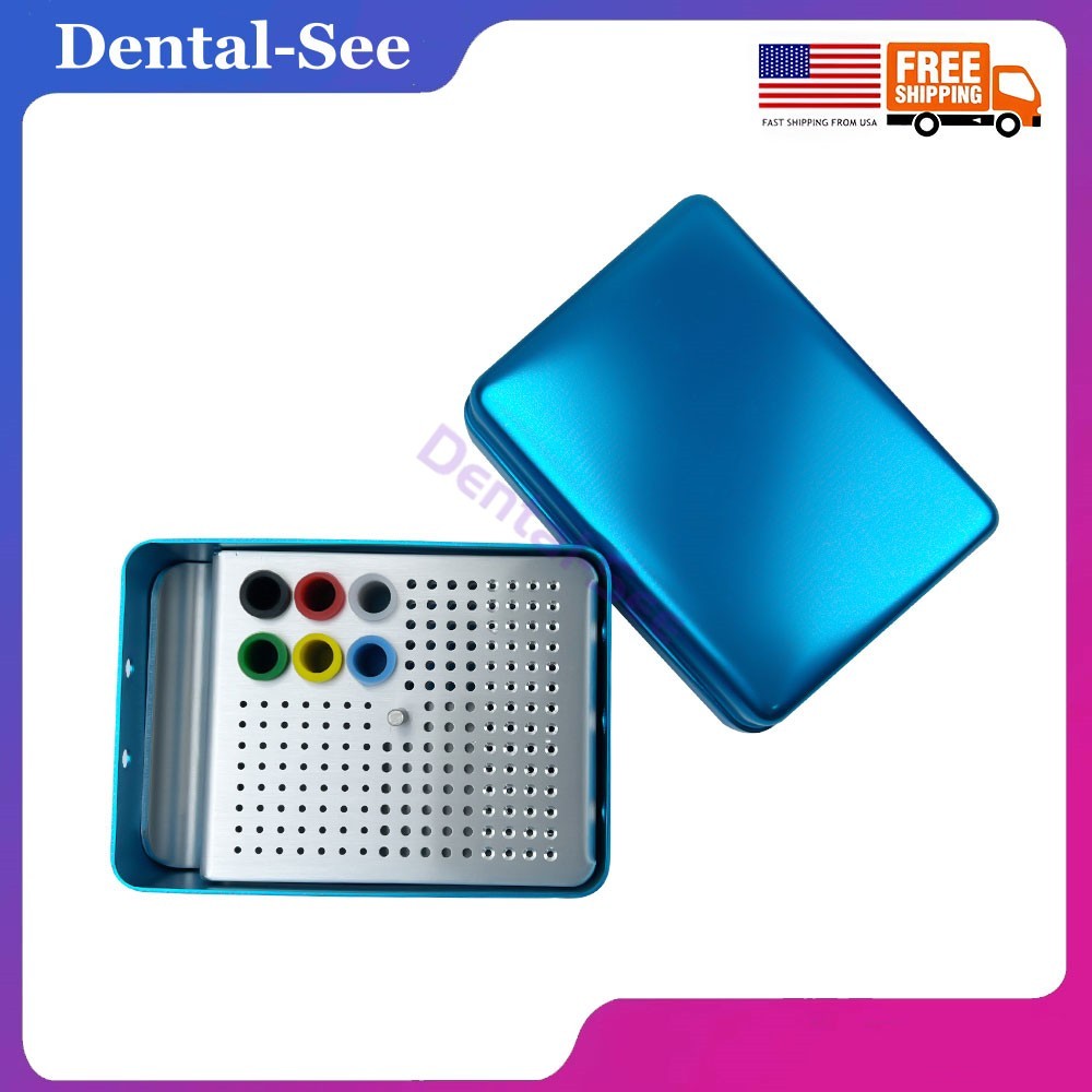Dental Endo Box FG Files Burs Holder Autoclave Disinfection Box Blue 180 Holes