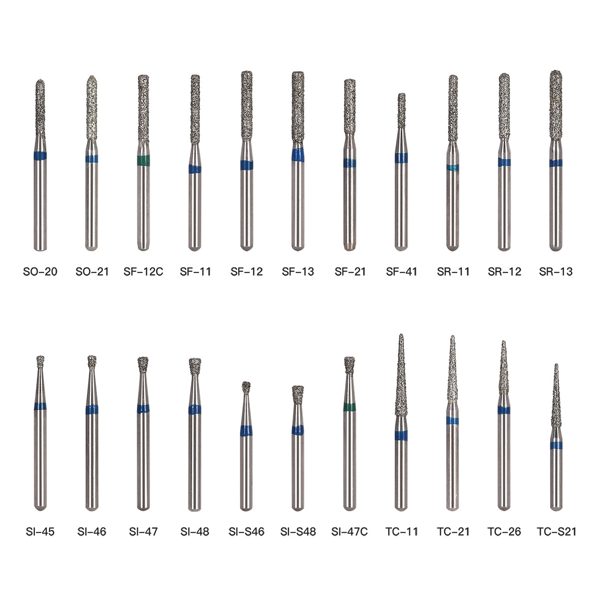AZDENT 100Type Dental Diamond Burs FG Drill For High Speed Handpiece 1.6mm