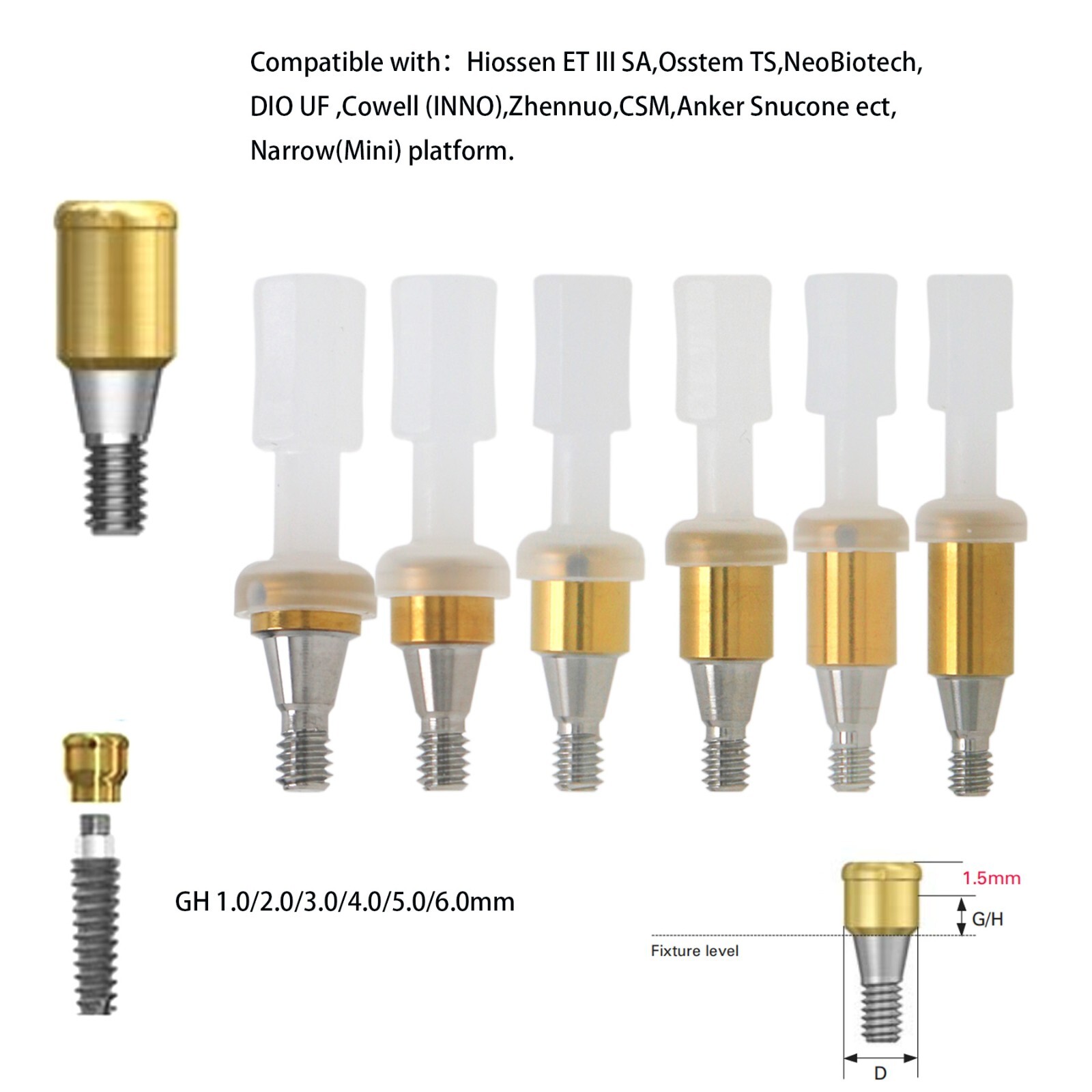 US Hiossen ET Overdenture Locator Abutment Compatible Mini/standard Implants