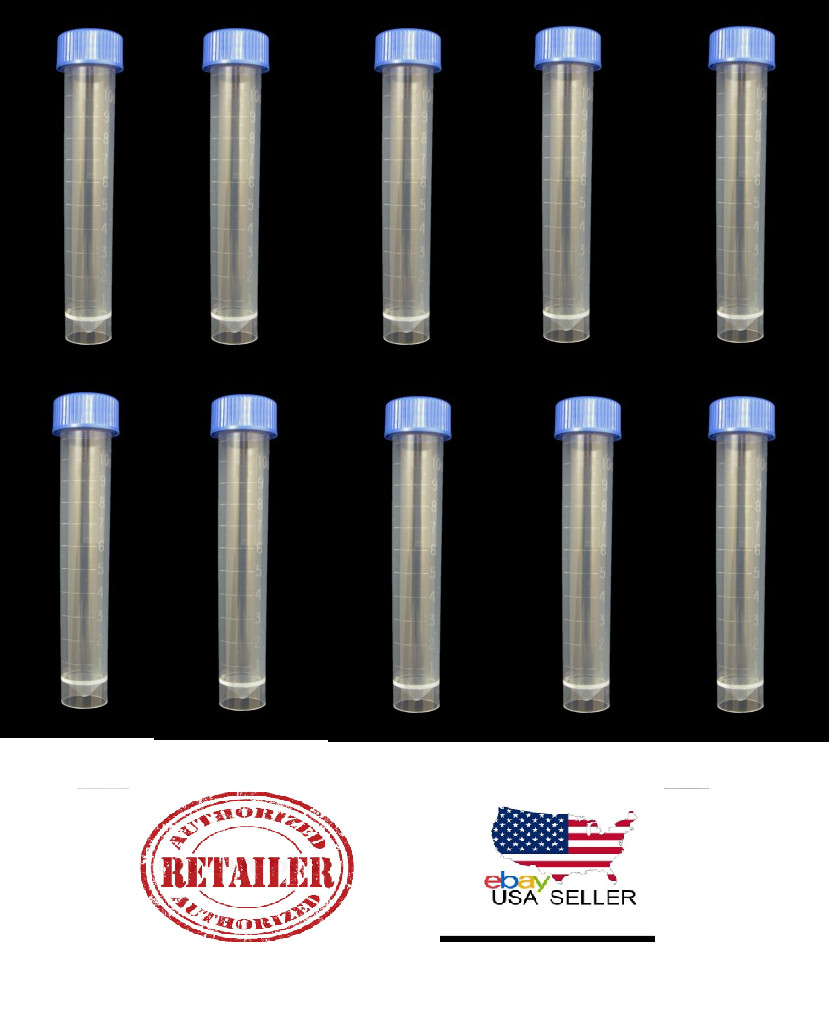10/20/50/100 pck 10ml Sterile Plastic Frozen Test Tubes Vial Seal Cap Container