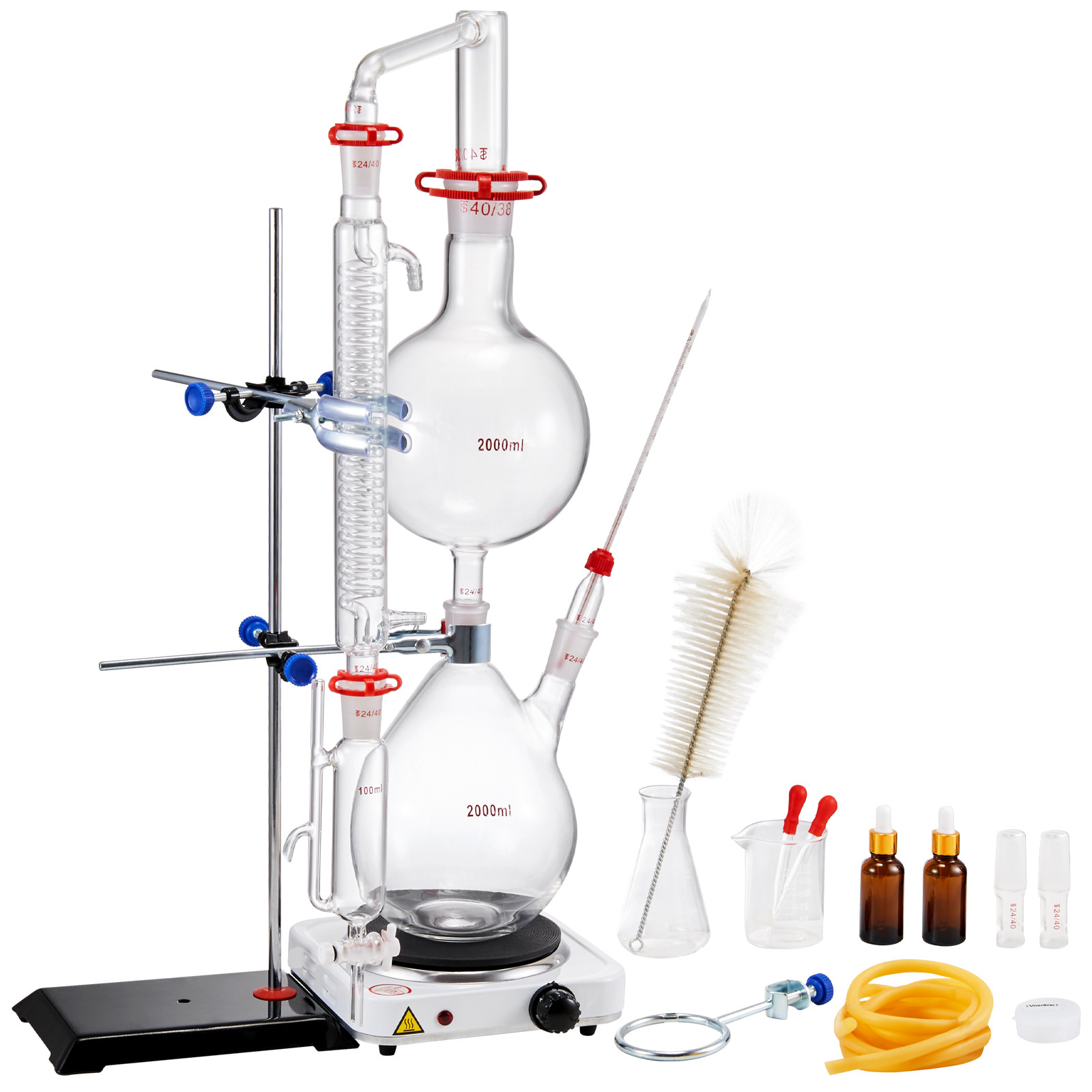 VEVOR 2L Essential Oil Steam Distillation Kit Distillation Apparatus 28 pcs Set